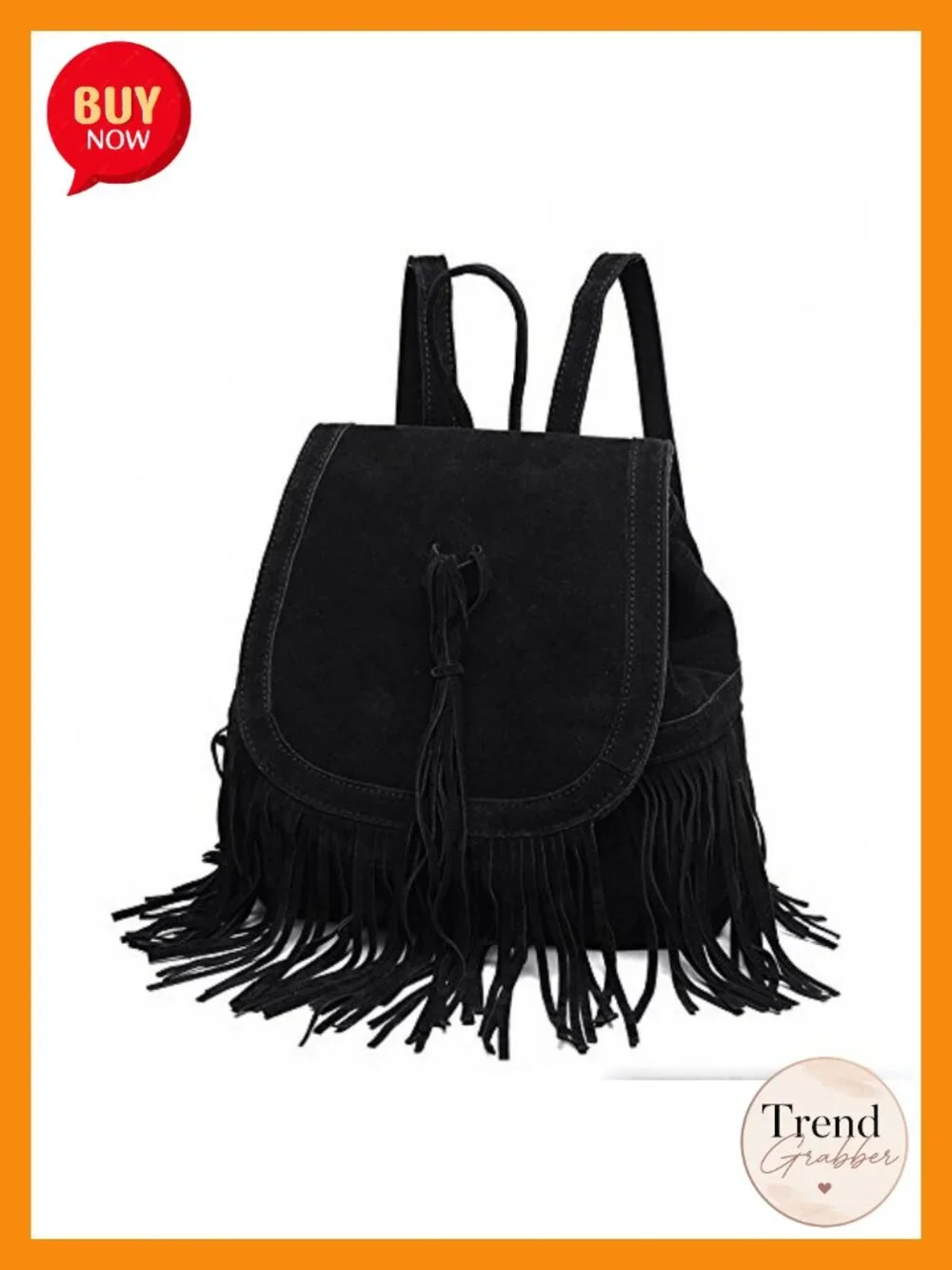 PU Leather Fringed Backpack Purse Women Daypack Travel Shoulder Bag